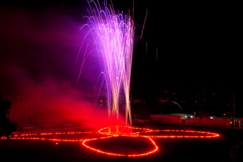 Judy Chicago, "A Butterfly for Pomona," 1/21/12, Merritt Field, Pomona College